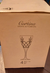Cortina Bohemia Crystal Wine or Water Goblet Glasses Set of 4