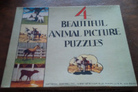 Vintage: 4 Beautiful Animal Picture Puzzles, Original Box