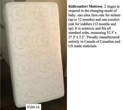 Kidicomfort Mattress. 2 stages to respond to the changing needs of baby: one ultra-firm side for inf...