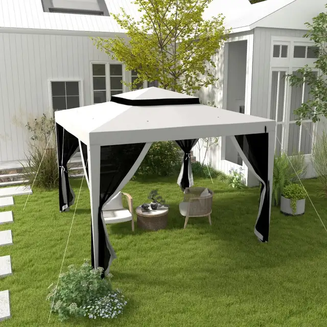 10' x 10' Outdoor Canopy Tent Party Tent with Mesh Netting and D in Patio & Garden Furniture in Markham / York Region - Image 3