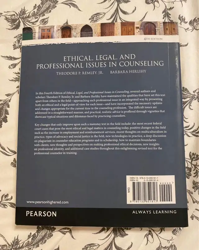 Ethical,Legal,and Professional Issues in Counselling Book62863266514050121