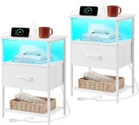 New  White Nightstand Set of 2 with Charging Station and LED City of Toronto Toronto (GTA) Preview