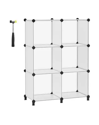 SONGMICS 6 Cube Storage Unit, Modular Plastic Cube Storage Organiser with Feet, Shoe Rack, Each Cube...
