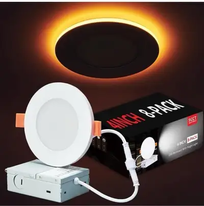Nightlight, Dimmable & 5CCT Recessed Lighting, Exterior Soffit Canless Downlight, ETL Listed, IC Rat...