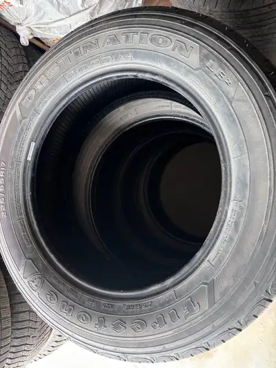 Selling a set of 4 225/65/R17 Firestone destination all season tires No patches all 4 hold air Threa...