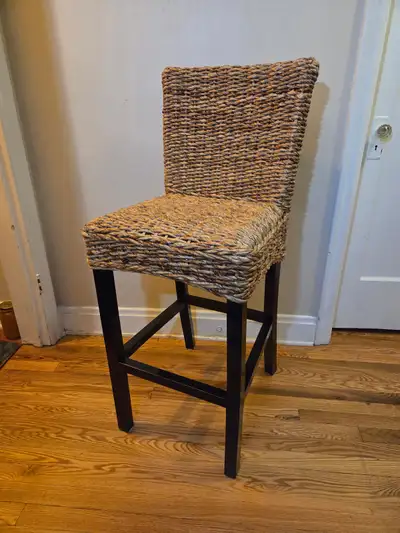 Quantity:2. Twisted and woven rattan high chairs/stools. 29.5" seat height. Excellent condition. No...