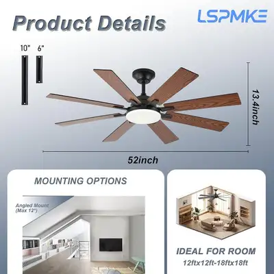 LSPMKE Ceiling Fan, View more
