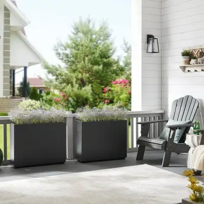 Metal Box Square Planter in Black, View more