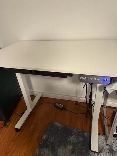 SHW Electric Height Adjustable Standing Desk with Hanging Hooks, View more
