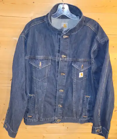 $75.00 per item Always popular Carhartt denim jean jacket. Has some flaws on right lower side. Littl...