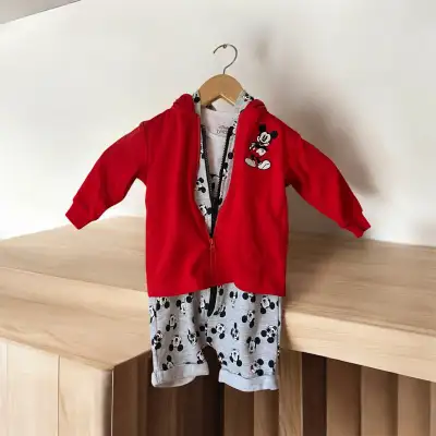 NEW Disney Baby Mickey Mouse Baby 3 Piece Set 12-18 Months Hood, View more