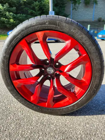 $750 for 4 rims/tires — 18” 5x114.3 Original Nissan Rims, Powder Coating Rims/ PSI sensor included....