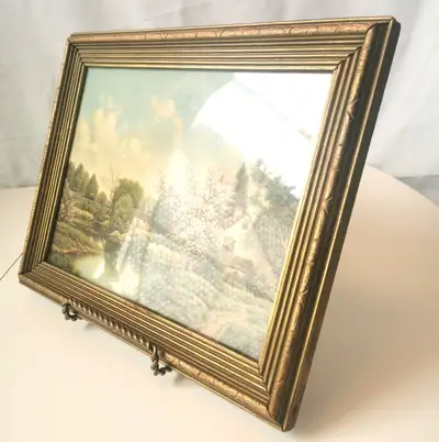 " Lake House with Cherry Blossoms" Framed Print Vintage, View more