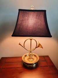 Vintage Solid Brass Horn Lamp