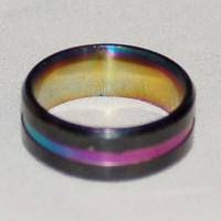 $30 Iridescent multi color ring wedding band size 10