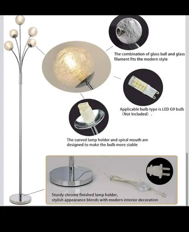 Modern Globe LED Floor Lamps for Living Room-DLLT Standing Lamps in Indoor Lighting & Fans in Hamilton - Image 5