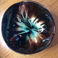 Vintage CCC Pottery Bowl Multicolour Drip Glaze Mid Century Cana