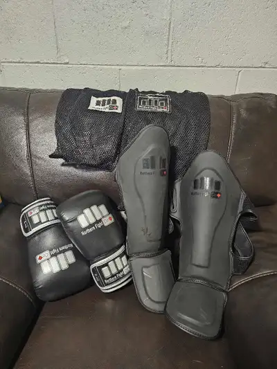 Northern Fight Co gloves and shin pads, View more