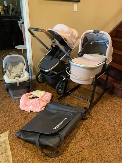 V2 Uppababy Cruz stroller with bassinet (car seat extra cash ) , View more