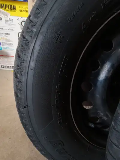 4- 16 Inch winter tires with rims, consisting of 2 tires with lots of tread and 2 with enough tread...