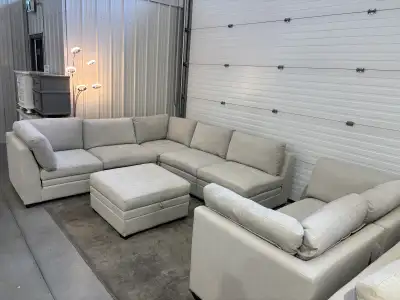 8 piece fabric modular sectional with storage ottoman, View more