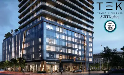 he unit is a 1 bedroom suite located at TEK Tower in downtown Kitchener. The suite features large wi...