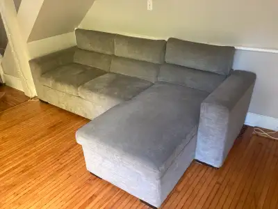 Fold out couch with chaise lounge, View more