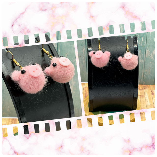 Pink Fuzzy Pig Earrings in Jewellery & Watches in Kingston