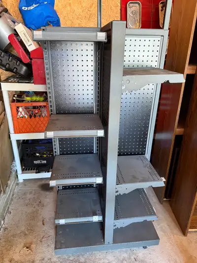 Metal Retail 4 Sided Gondola Display Rack with Pegboard, View more