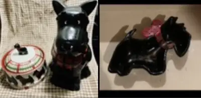 3 pc Lot Christmas Black Scottie Dogs Candy Dishes & Cookie Jar, View more