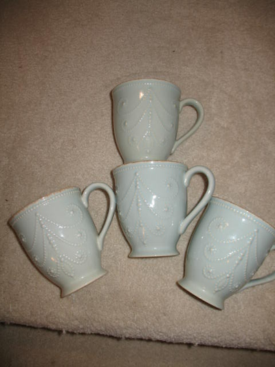 SET OF 4 LENOX FRENCH PERLE MUGS, View more