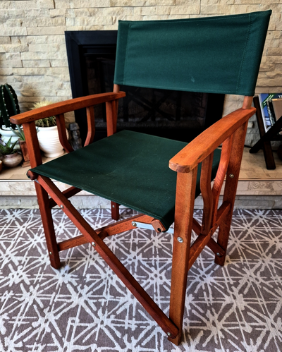 Vintage Folding Wood Canvas Directors Campaign Chair, View more