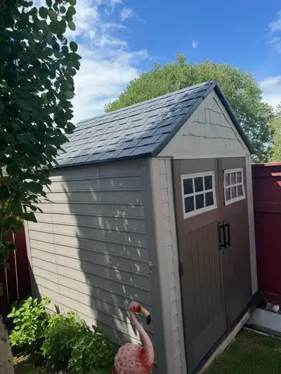 Shed for sale—measurements in photo. Comes with instructions. Buyer must disassemble.