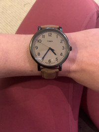 Timex Classic Watch with Indiglo and leather band