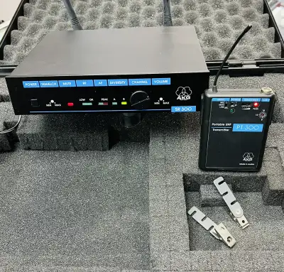 AKG SR 300 WIRELESS RECEIVER & AKG PT300 Portable UHF transmiter, View more