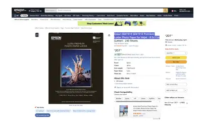 Epson Ultra Premium Luster Photo Paper 8.5 x 11", View more