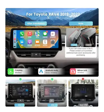 Roadanvi X12 12.3" Android Car Stereo for Toyota RAV4 2019 2020 2021 2022 Wireless Apple Carplay And...