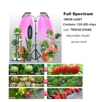 Full Spectrum GROW LIGHTS for PLANTS on adjustable TRIPOD STAND