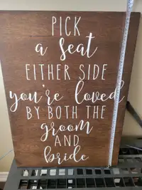 Wooden wedding board sign