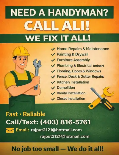 CALGARY HANDYMAN – RENOVATIONS, REPAIRS & HOME IMPROVEMENTS Looking for a reliable handyman for your...