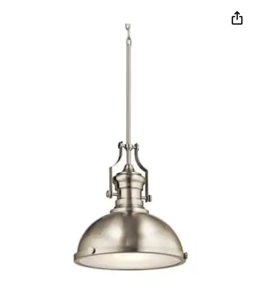 KICHLER 12 1/4"Satin Nickel Industrial Frosted Glass Pendant $50 in Indoor Lighting & Fans in Brantford - Image 2