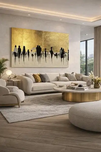Abstract Figurative Gold Painting – Modern Minimal Wall Art – 24, View more