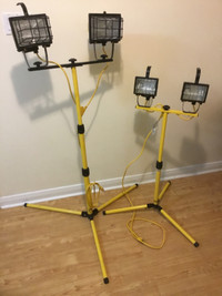 Portable work lights on stands, lg 39, sm 34