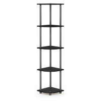 New 5-Tier Corner Display Rack - Black with PVC Grey Poles