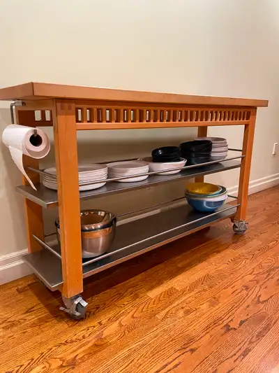 A custom-built, Mission-style mobile trolley for your kitchen or dining room. Made from 100% stainle...
