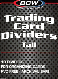 BCW …. TALL CARD DIVIDERS …. package of 10 .… (12 = $55.00)