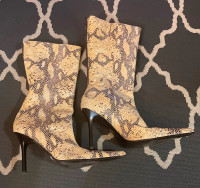 ALDO | Pointed Toe Knee High Boots | Tan & Brown Reptile Print