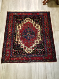 Original Hand Made Persian Wool Silk Rug Carpet 4.3'x3.8' (Iran)