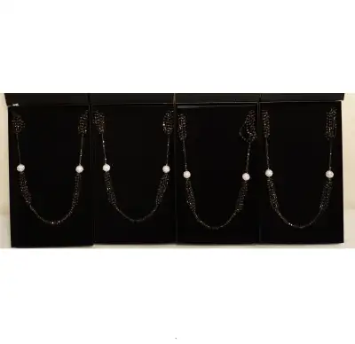 Lot of 4 Kathy Levine 36" Crystal Bead & Ball Station Necklaces, View more