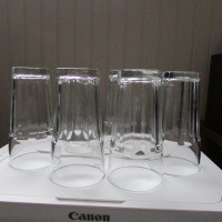 6 HEAVY TALL GLASS DRINKING GLASSES